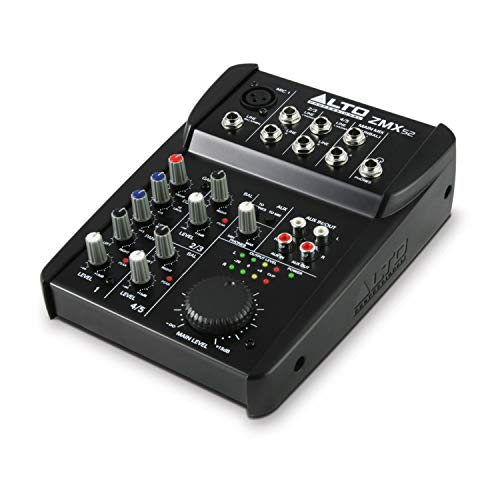 Alto Professional ZMX52 - Mixer Audio Portatile Professionale 5 Canali con Jack XLR, Alimentazione Phantom, EQ ed Aux in out