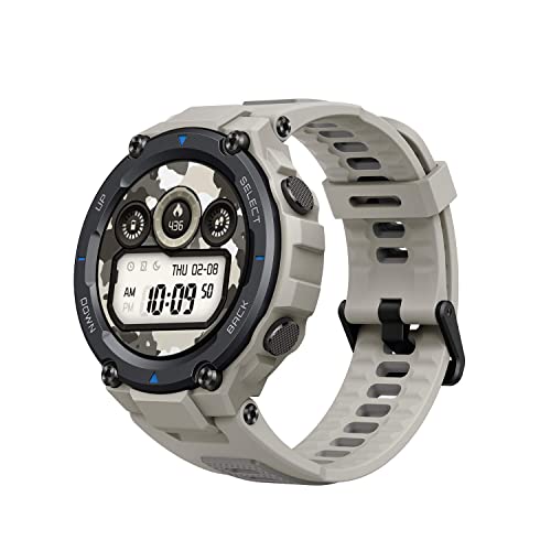 Amazfit T-Rex Pro Smartwatch Orologio Intelligente Fitness Tracker, Impermeabile 10 ATM, 100 Modalità Sportive, GPS, SpO2, Cardiofrequenzimetro, Monitor del Sonno, Contapassi, AMOLED 1,3 , Uomo, Donna