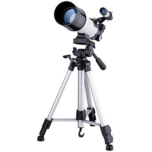 Amazon Brand – Eono Telescopio Rifrattore Acromatico Diametro 70mm, Focale 400mm, Montatura Altazimutale AZ, Treppiede Alluminio Regolabile