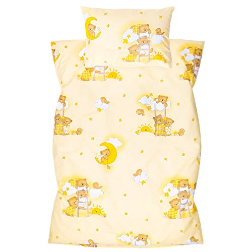 Amilian - Biancheria da letto per bambini, 2 pezzi, 100% cotone, 100 x 135 cm, federa 40 x 60 cm, con chiusura a sacco