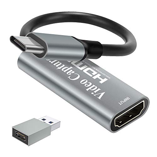 Amozo Scheda di acquisizione video 4K HDMI, scheda di acquisizione di giochi USB 3.0 Adattatore di acquisizione 1080P per streaming, insegnamento, videoconferenza o trasmissione dal viv (USB-C)