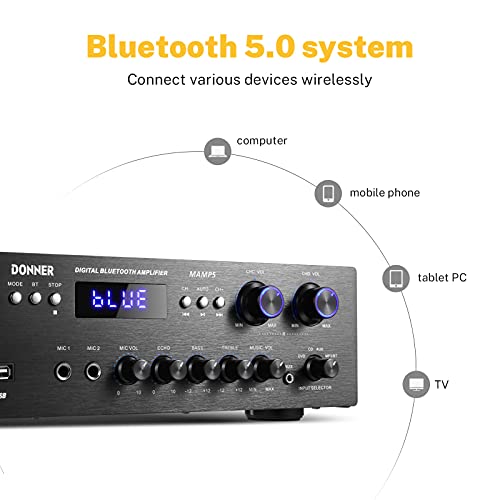 Amplificatore di potenza audio Bluetooth 5.0, Donner Amplificatore ...