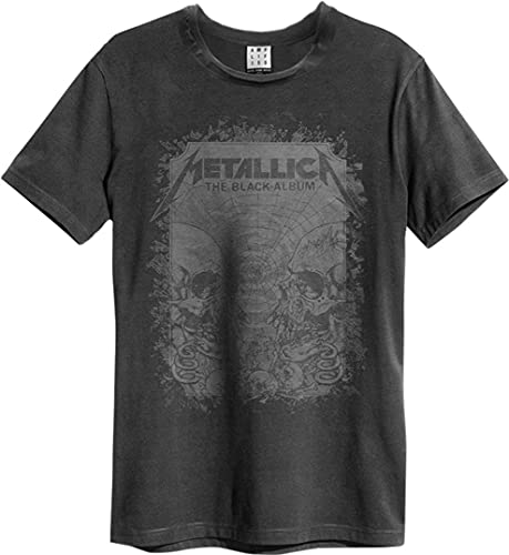 Amplified Metallica-The Black Album T-Shirt, Grey (Charcoal CC), S Uomo