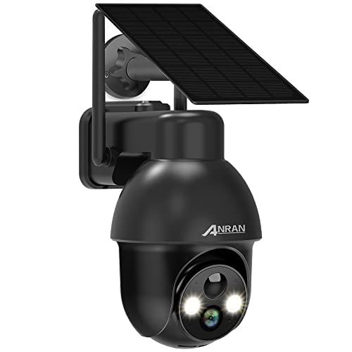 ANRAN 2K Telecamera Wi-Fi Esterno Batteria con Pannello Solare, Videocamera Sorveglianza con AI Rilevazione del Movimento, Visione Notturna Colori, Allarme Sonoro, Compatibile con Alexa, Q03 Pro Nero