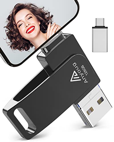 Anyoug Chiavetta USB 128 GB per Phone, Pen Drive USB C Flash Drive 4 in 1, Memoria USB 3.0 Memoria Esterna 128GB Photo Stick per iOS OTG Android Smartphone PC