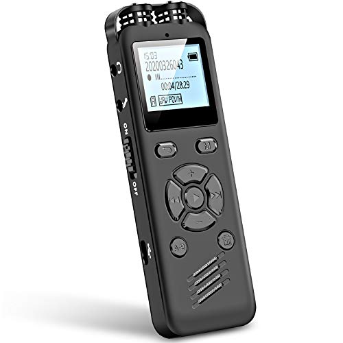 AOMAGO Registratore Vocale Digitale da 32 GB per Conferenze e Riunioni - Registratore Audio A36 con Supporto per la Riproduzione Microfono Esterno e Registrazione Line In Registrazione 1536 Kbps