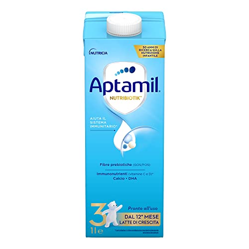 APTAMIL 3 - Latte di Crescita Liquido per Bambini dal 12° mese compiuto, Pronto all uso - Confezione da 1l