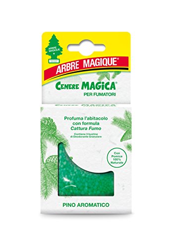 Arbre Magique Cenere Magica, Deodorante Auto Granulare, Fragranza Pino, con Pietra Pomice 100% Naturale, Formula Cattura Fumo