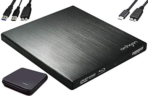 archgon Star UHD Esterno Lettore 4K-Ultra HD BD Player, Masterizzatore Blu-Ray BDXL Burner per PC USB 3.0 USB-C, M-Disc, Cassetto per Il Caricamento del Disco, Box di Protezione, Alluminio Nero