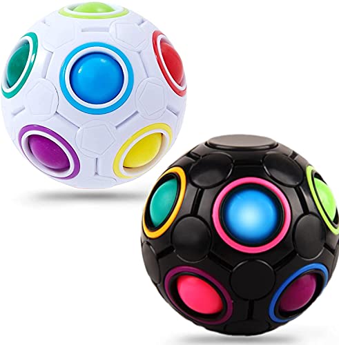 Arcobaleno Gyroscope Ball – Palla Magica - Cubo Antistress Bambini e Adulti -2 Pack Fidget Cube perfetto come Gadget Compleanno Bambini (Bianco + nero)