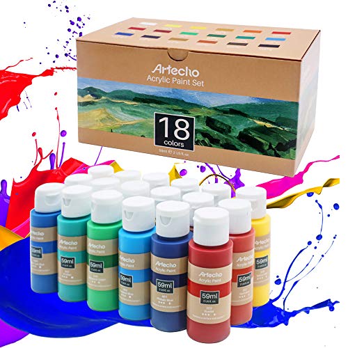 Artecho Set di Colori Acrilici 18 × 59ml, vernice acrilica è util...