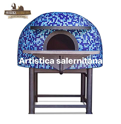 artistica salernitana Forno a Legna Napoletano per Pizzeria refrattario (Diametro Interno 150 cm, Blu)