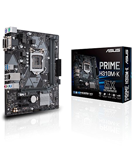 Asus PRIME H310M-K Scheda Madre, Chipset Intel H310, Supporto Processori Intel 8 Generazione, LGA1151, MicroATX, Nero