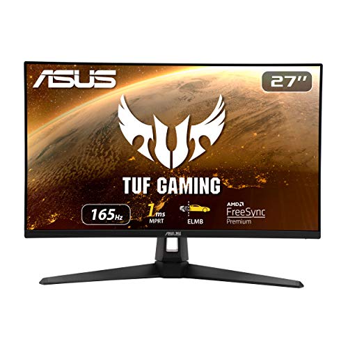ASUS TUF Gaming VG279Q1A Monitor Gaming 27”, FullHD (1920x1080), 165Hz, IPS, Tempo di Risposta 1ms, Free-Sync, Adaptive Sync, Flicker Free, Riduzione Luce Blu, Funzione GamePlus, Regolabile, Nero