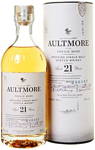 Aultmore Scotch Whisky Single Malt, Speyside 21 Anni, Gusto persistente e rotondo - 70 cl