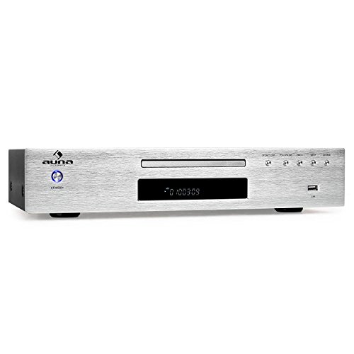 AUNA AV2-CD509 - Lettore CD HiFi, MP3, USB, CD Player, Uscita Ottica, Coassiale, RCA, Telecomando, Argento