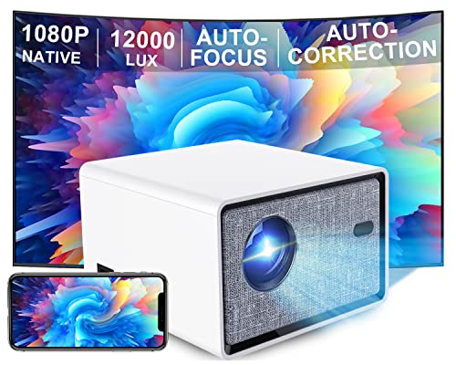 [Auto-Focus] Proiettore 1080P Nativo,12000 Lumen Proiettore Full HD Videoproiettore Supporto 4K 5G WiFi Bluetooth,Auto 4D Correzione Trapezoidale&Zoom Funzione, per iOS Android TV Stick PC PS4 PS5