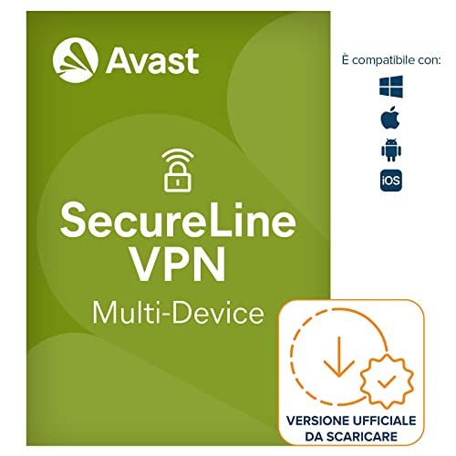 Avast SecureLine VPN - Rete privata virtuale per la protezione della privacy - Download | 5 Dispositivo | 1 Anno | PC Mac | Codice d attivazione via email