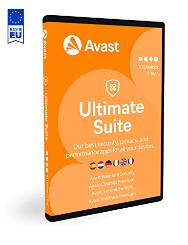 Avast Ultimate 2022 - Avast Premium Security Antivirus in combinazione con Avast SecureLine VPN e Avast Cleanup Premium | 10 Dispositivo | 1 Anno | PC Mac | BOX