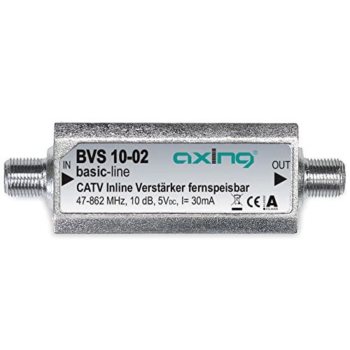 Axing BVS 10-02 Mini Amplificatore di Linea per TV Antenna Digitale Terrestre, 5 V, 47-862 MHz, 10 dB