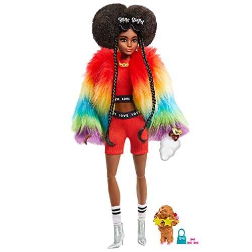 Barbie Extra Bambola Afroamericana con Cucciolo, Vestiti alla Moda e 10 Accessori, Giocattolo per Bambini 3+ Anni, GVR04