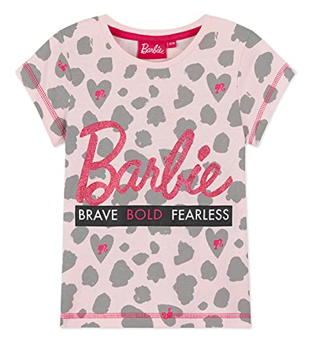 Barbie Maglietta Bambina A Manica Corta, T-Shirt per Ragazza 2-13 Anni, Abbigliamento Ufficiale (10-11 Anni, Rosa)