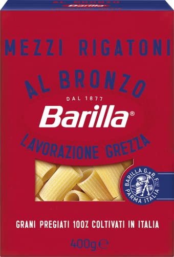 Barilla Pasta Al Bronzo Mezzi Rigatoni 100% Grano Italiano, Pasta T...