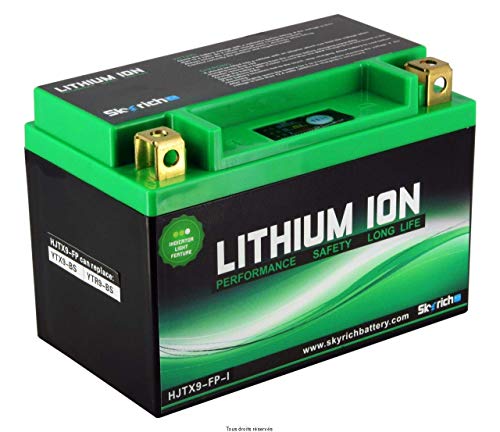 Batteria moto Skyrich agli ioni di Litio YTX9-BS   HJTX9(L) FP   YTR9-BS Dimensioni : L 150mm W 87mm H 93mm. 100% ecologica.
