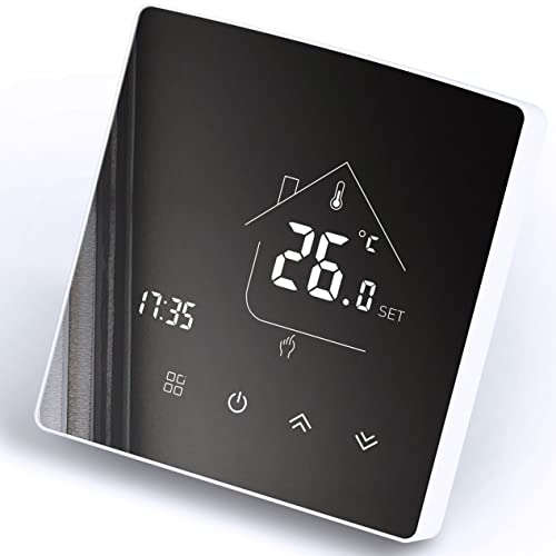 Beok Termostato Ambiente Specchio Termostato Intelligente per Riscaldamento a Pavimento Elettrico Termostato da Parete Digitale Programmabile Settimanale 16A TGR85-EP