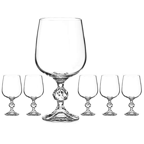 Bicchieri da vino rosso cristallo  Claudia  | stelo a sfera stile vintage | cristallo senza piombo | set di 6