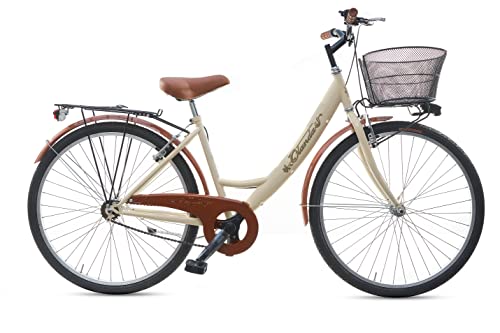 Bicicletta Donna da Passeggio Beige Monotubo Misura 26 Bici da città Vintage Retrò con Cestino