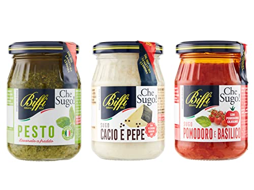 Biffi - Mix Specialità: Pesto Classico 190g, Sugo Cacio E Pepe 190g, Sugo Con Pomodoro E Basilico (napoletana) 190g