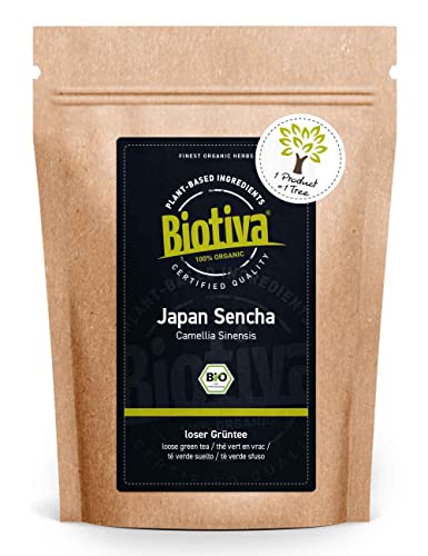 Biotiva Sencha tè verde Bio - Giappone - 250g - prezzo ottimo - dolce, piacevolmente erboso, sapore di fiori - confezionato e controllato in Germania (DE-eco-005)