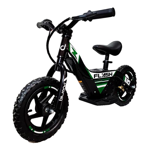 Biwond Bicicletta elettrica infantile flash (motore 100 W, 6 Km H, batteria al litio, 300 cicli di carica, 4 a 8 anni, sellino regolabile, peso massimo 40 kg) - blu