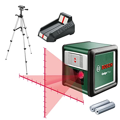 Bosch livella laser multifunzione Quigo Plus con treppiede (allineamento semplice a distanze uguali e variabili grazie alle tacche sulla linea laser)