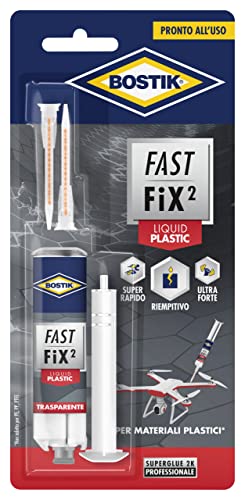 BOSTIK Fast Fix2 Liquid Plastic colle bicomponenti super forte e rapida, pronta all uso, per materiali plastici 10g trasparente