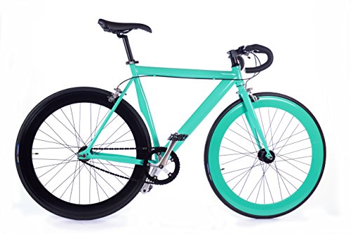 BOX39 Bici Single Speed Fixed, Scatto Fisso, Nera Verde Tiffany, La Vanitosa