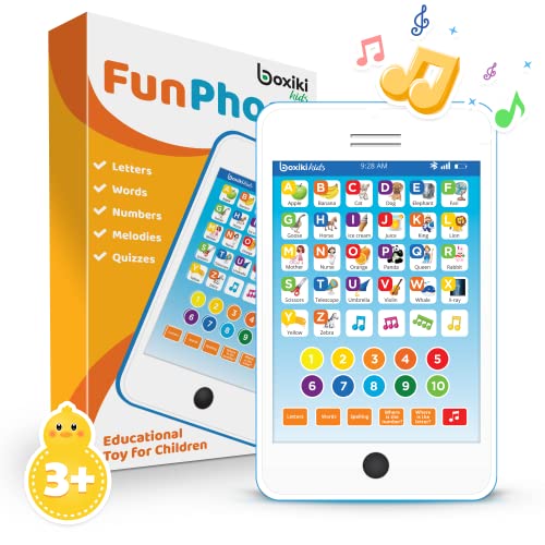 Boxiki kids Tablet Phone per Bambini con 6 Giochi educativi interattivi Tablet per Numeri di apprendimento, Alfabeto, ortografia, Gioco, Melodie | Giocattolo educativo