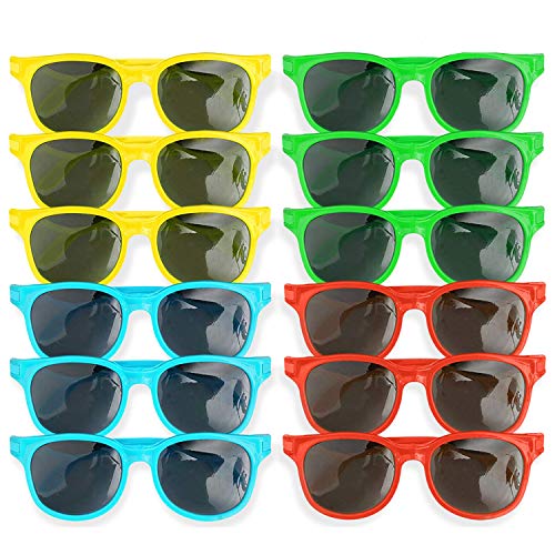 BRAMBLE! 12 Occhiali da Sole Multicolore per Bambini, 4 Colori Viva...