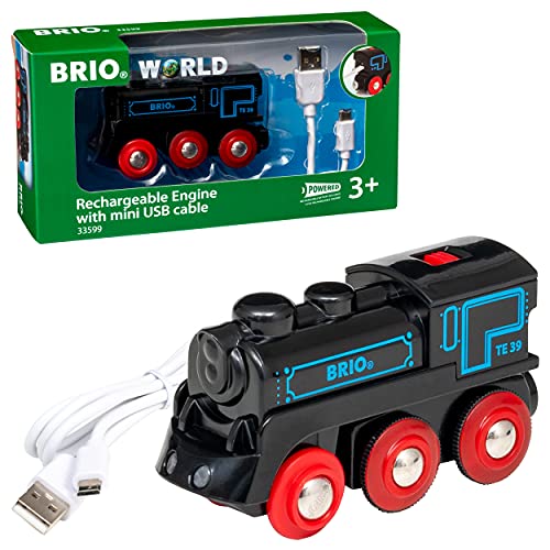 BRIO 33599 Locomotiva Ricaricabile con Mini Cavo USB, BRIO Treni-Vagoni-Veicoli, Età Raccomandata 3+