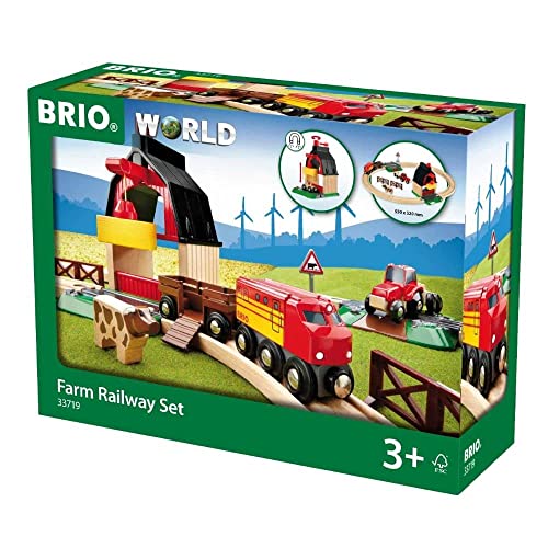 BRIO 33719 Set Ferrovia della Fattoria, BRIO World Ferrovie, Giochi per Bambini, Età Raccomandata 3+ Anni, Compatibile con Tutti i Prodotti BRIO