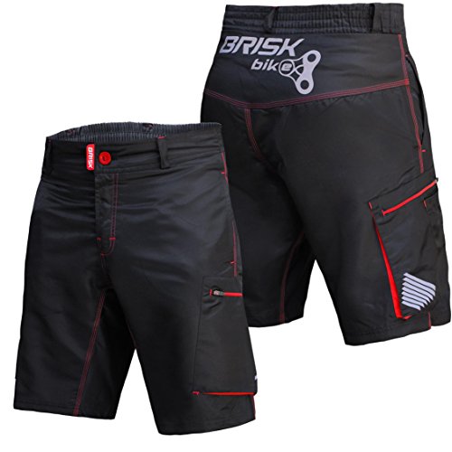 Brisk Bike MTB Shorts Model 6 Padded MTB Shorts (Red Black, XL)...