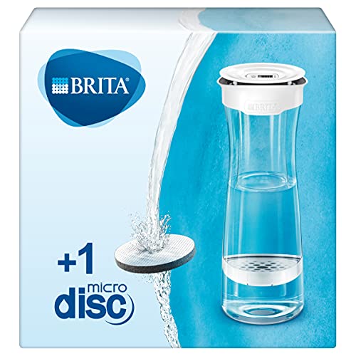 BRITA Bottiglia filtrante - Bottiglia filtrante per acqua compatibile con dischi filtranti MicroDisc, 1.3 L, riduce cloro e microparticelle, 1 MicroDisc incluso per 4 settimane di filtrazione