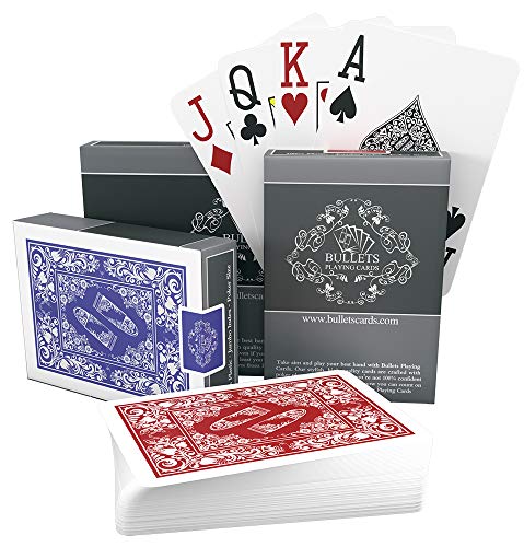 Bullets Playing Cards Carte Poker Professionali Plastificate Impermeabili Pacco Doppio Quatto Segni sugli Angoli – Carte Jumbo Index Deluxe – Carte Texas Holdem Professionali Premium