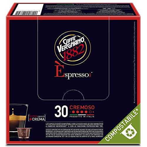 Caffè Vergnano 1882 Èspresso Capsule Caffè Compatibili Nespresso Compostabili, Cremoso - 8 confezioni da 30 capsule (totale 240)