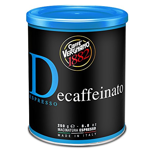 Caffè Vergnano 1882 Lattina Caffè 100% Arabica Macinato Decaffeinato - 6 confezioni da 250 gr (totale 1,5 Kg)