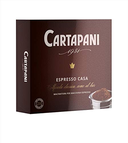 Cartapani Caffè, ESPRESSO CASA macinato, miscela di pregiati caffè Arabica e Robusta, con macinatura per macchine espresso-casa, confezione da 2x250g