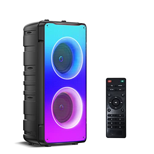 Cassa Bluetooth, 60W Altoparlante stereo wireless portatile ad alto volume con bassi ricchi, Bluetooth 5.0, luci colorate, batteria da 10000 mAh, altoparlante esterno per regali per feste a casa