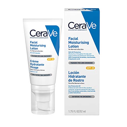 CeraVe Crema viso idratante per pelli da normali a secche, con SPF 25, con 3 ceramidi essenziali e ialurone 52 ml