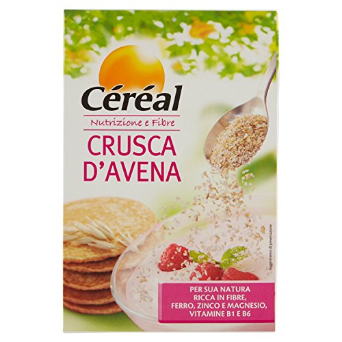 Céréal Crusca D’Avena, Fonte di Proteine, Ricca di Fibre, ottimale per La Colazione e per Preparare Pancake, per Favorire il Benessere intestinale, Formato Richiudibile, 400 Gr